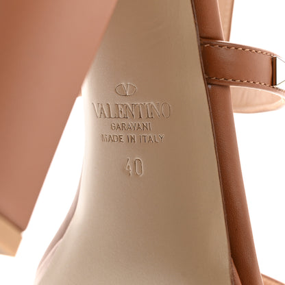 Valentino Garavani Calfskin Rockstud T-Strap 10/110mm Platform Sandals 37.5 Saddle Brown 40 Saddle Brown 8 of 11