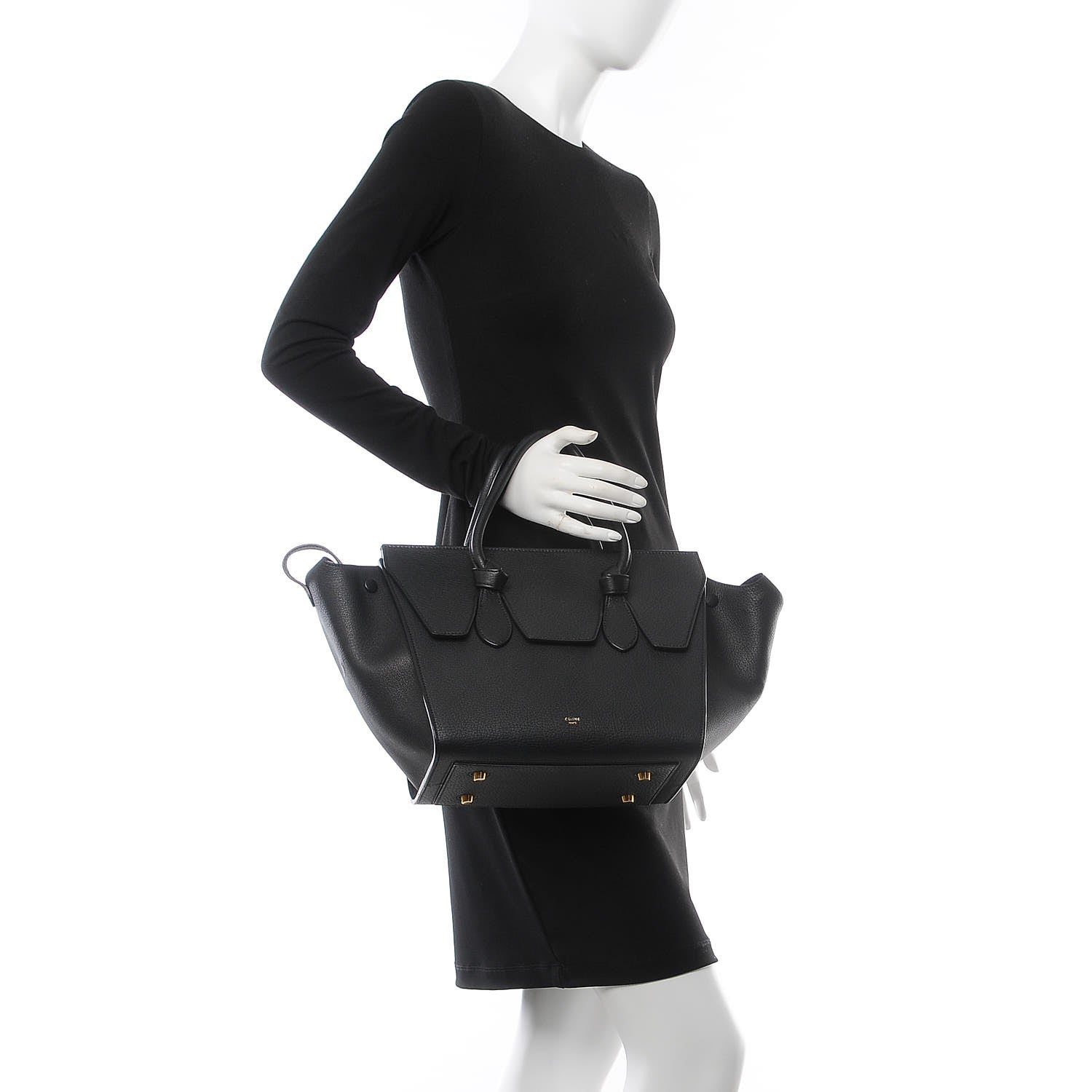 Celine Crisped Calfskin Mini Tie Knot Tote Black 2 of 8