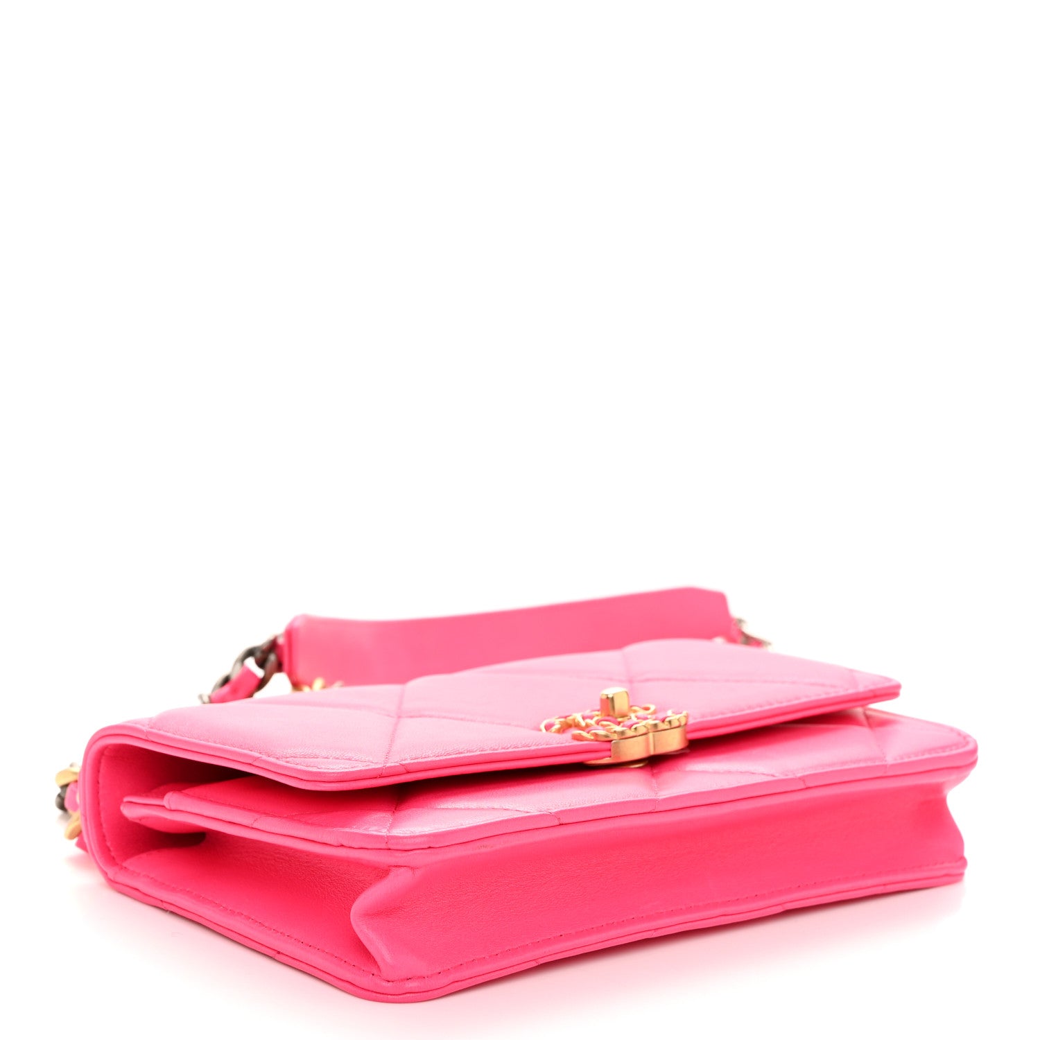 Chanel Lambskin Quilted Chanel 19 Wallet On Chain WOC Dark Pink 4 of 12