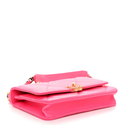 Chanel Lambskin Quilted Chanel 19 Wallet On Chain WOC Dark Pink 4 of 12