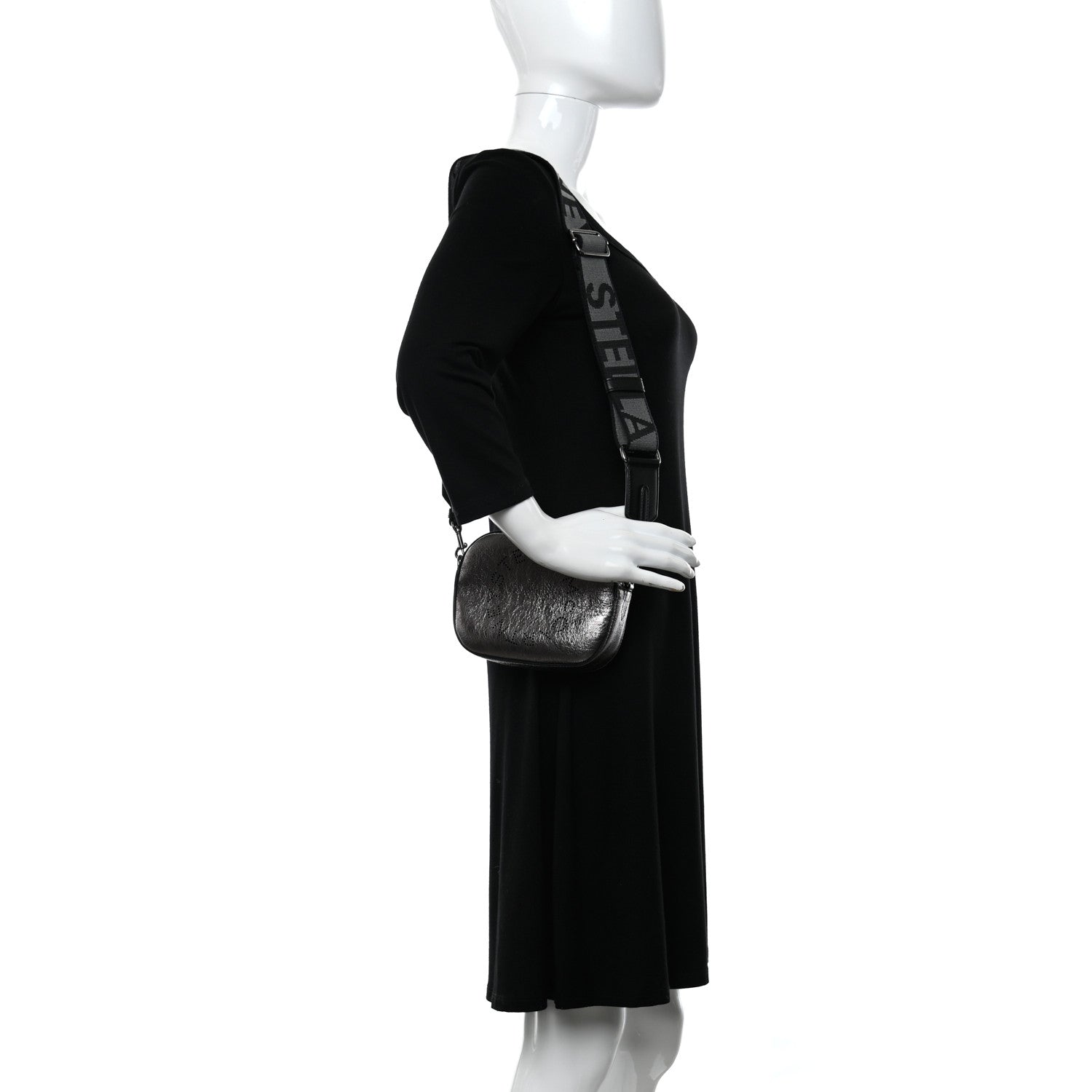 Stella McCartney Metallic Eco Alter Nappa Perforated Logo Convertible Belt Bag Silver 2 of 8