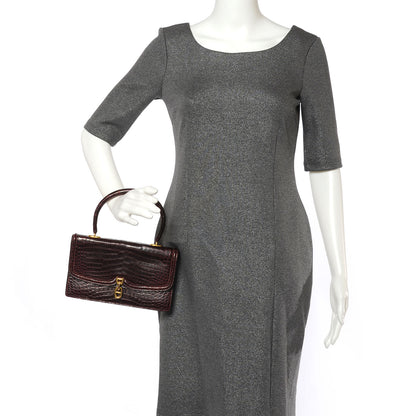 Hermes Porosus Crocodile Sac Chaine d Ancre Bordeaux 2 of 6