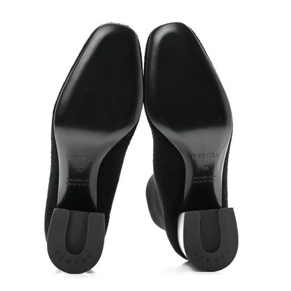 Hermes Knit Calfskin Jenna 60 Ankle Boots 36 Black 5 of 8