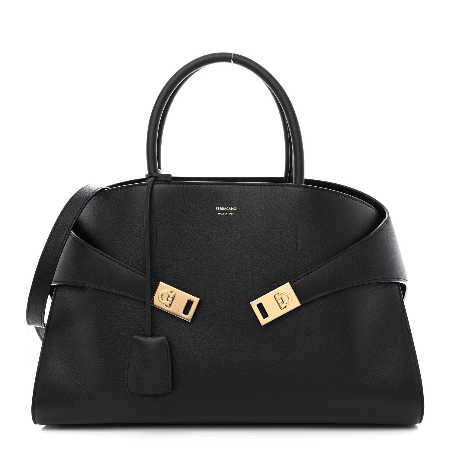 Salvatore Ferragamo Calfskin Medium Hug Bag Black 1 of 10