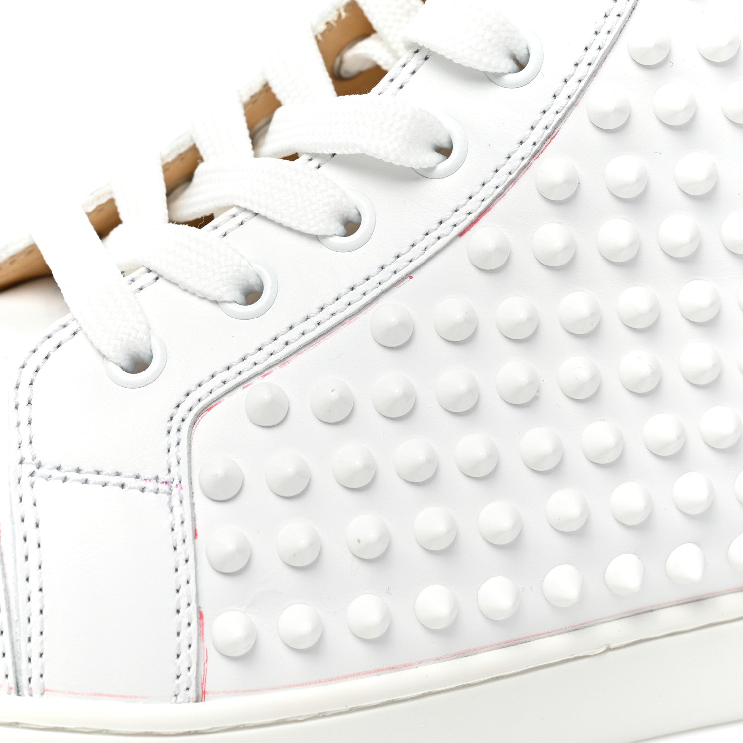 Christian Louboutin Calfskin Womens Louis Spikes Flat Sneakers 39.5 White 14 of 16
