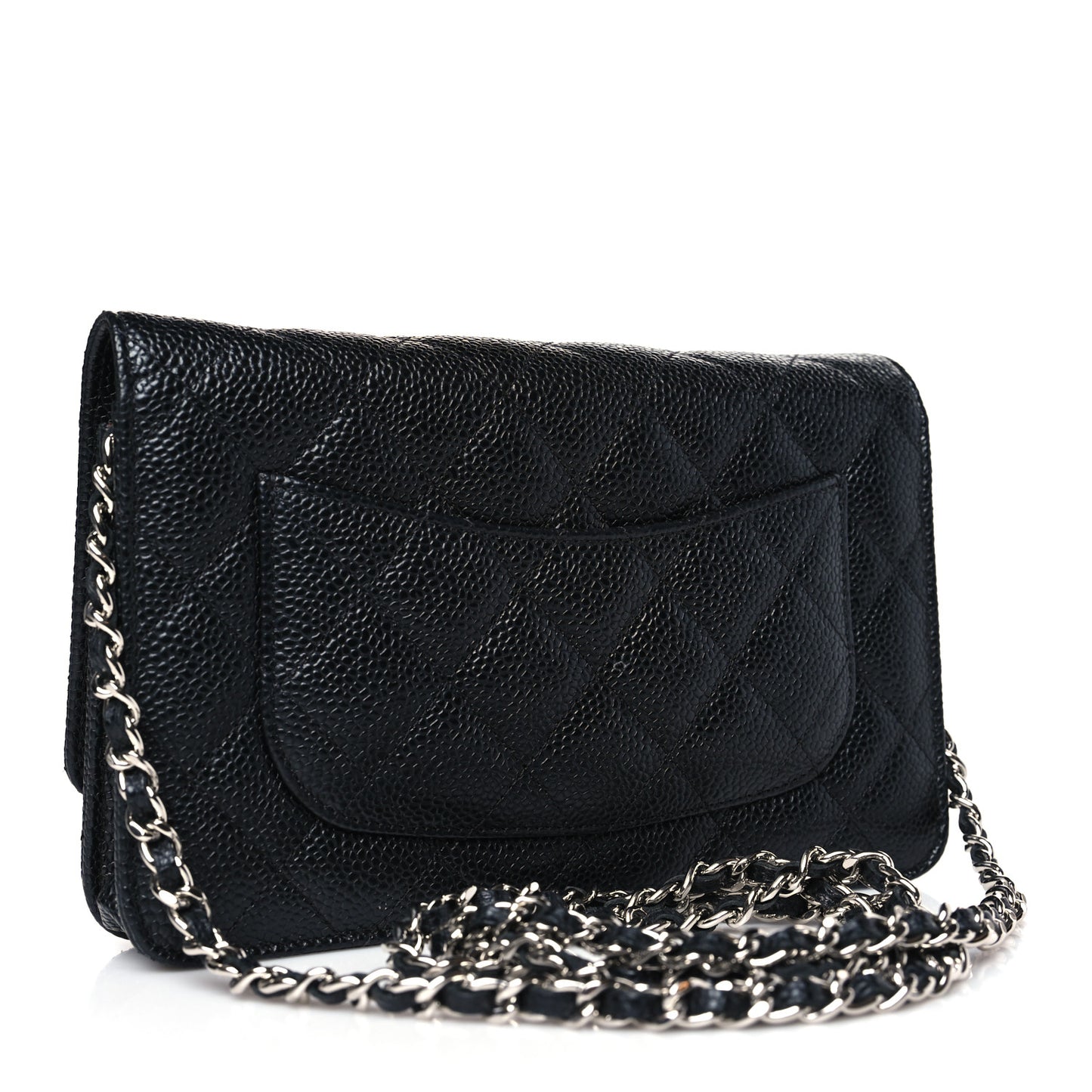 Caviar Quilted Wallet on Chain WOC Black