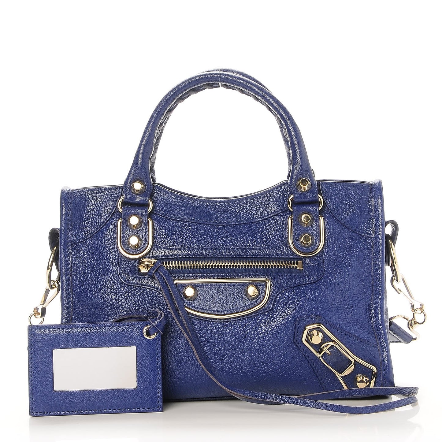 Chevre Gold Metallic Edge Hardware Mini City Bleu Roi