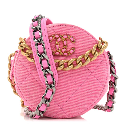 Chanel Denim Chanel 19 Round Clutch With Chain Pink 1 of 11