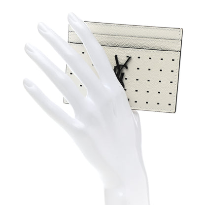 Saint Laurent Grain De Poudre Geo Print Card Case White Black 2 of 7