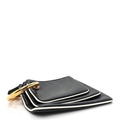 Fendi Vitello Century Opaco F is Fendi Bi-Color Triplette Pouch Set Black 4 of 15