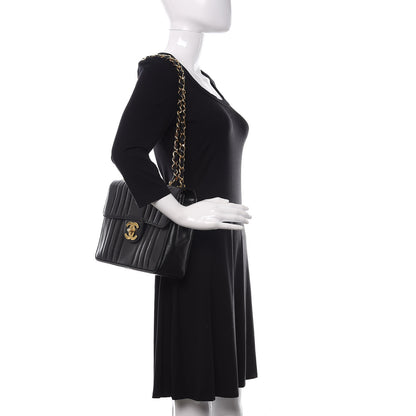 Chanel Caviar Vertical Quilted Jumbo Single Flap Black 2 of 14