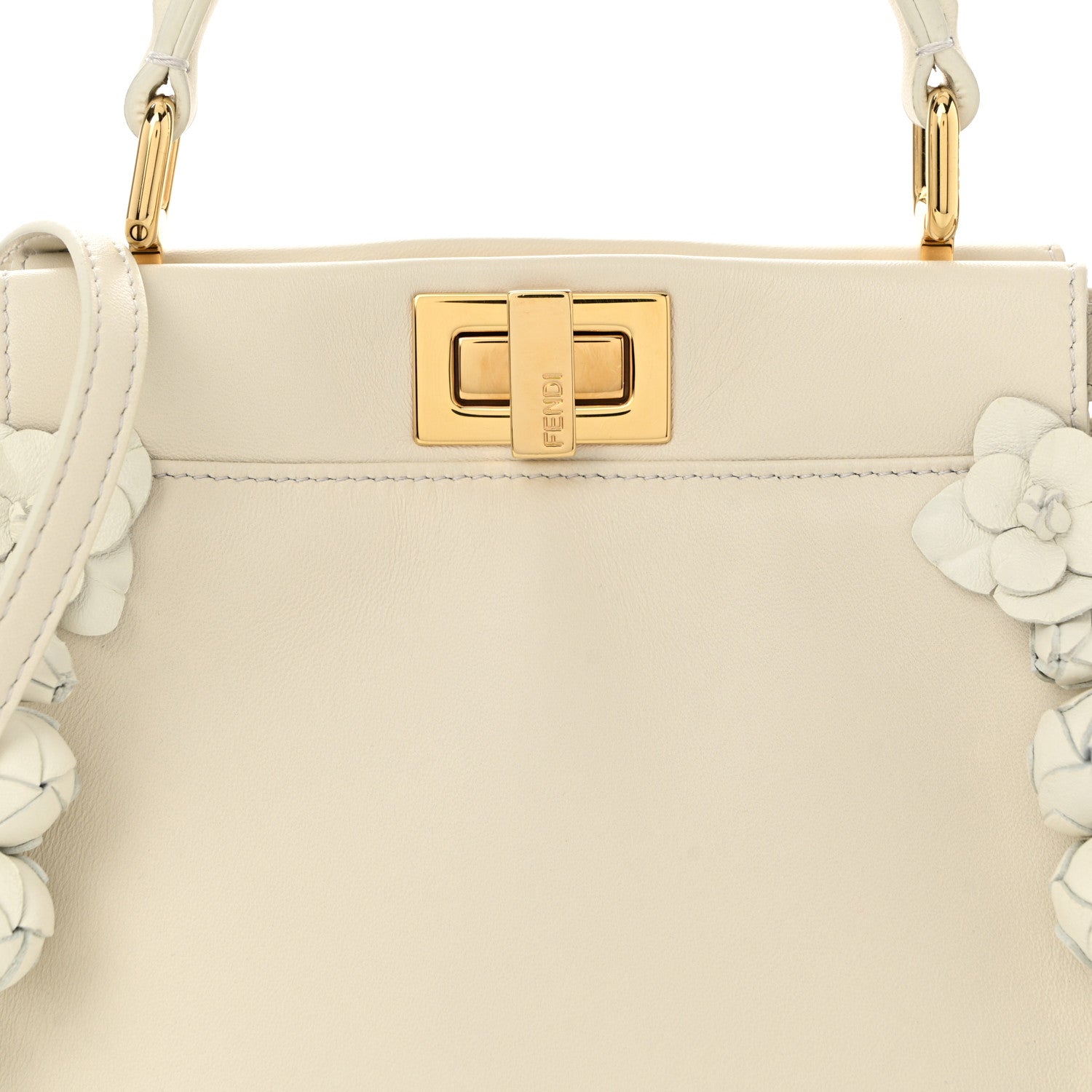 Fendi Nappa Rosebud Mini Peekaboo Iconic Satchel Bianco 8 of 10