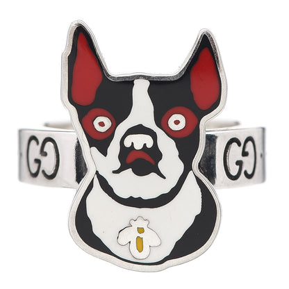 Gucci Sterling Silver Enamel Orso Ring 52 6 1 of 7