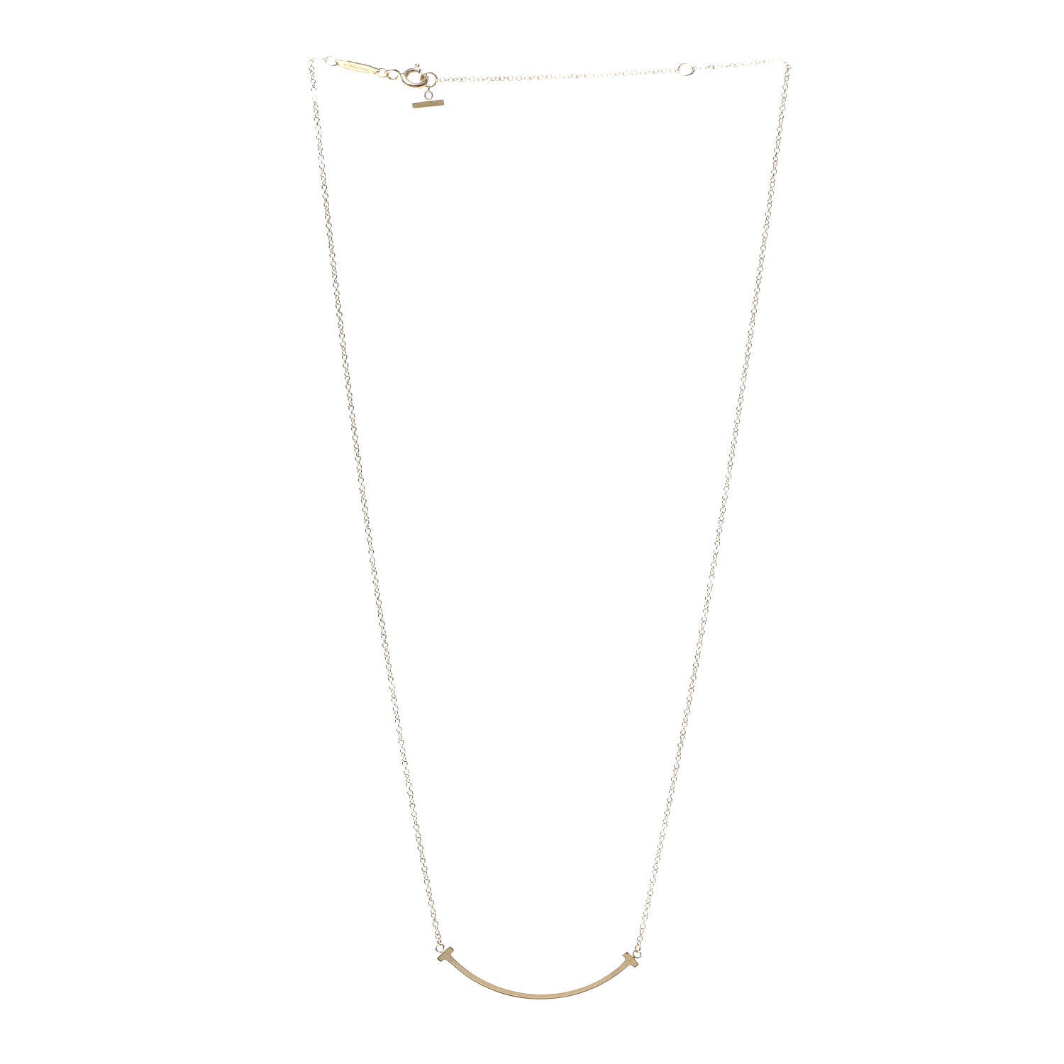 Tiffany 18K Yellow Gold Small T Smile Pendant Necklace 3 of 6