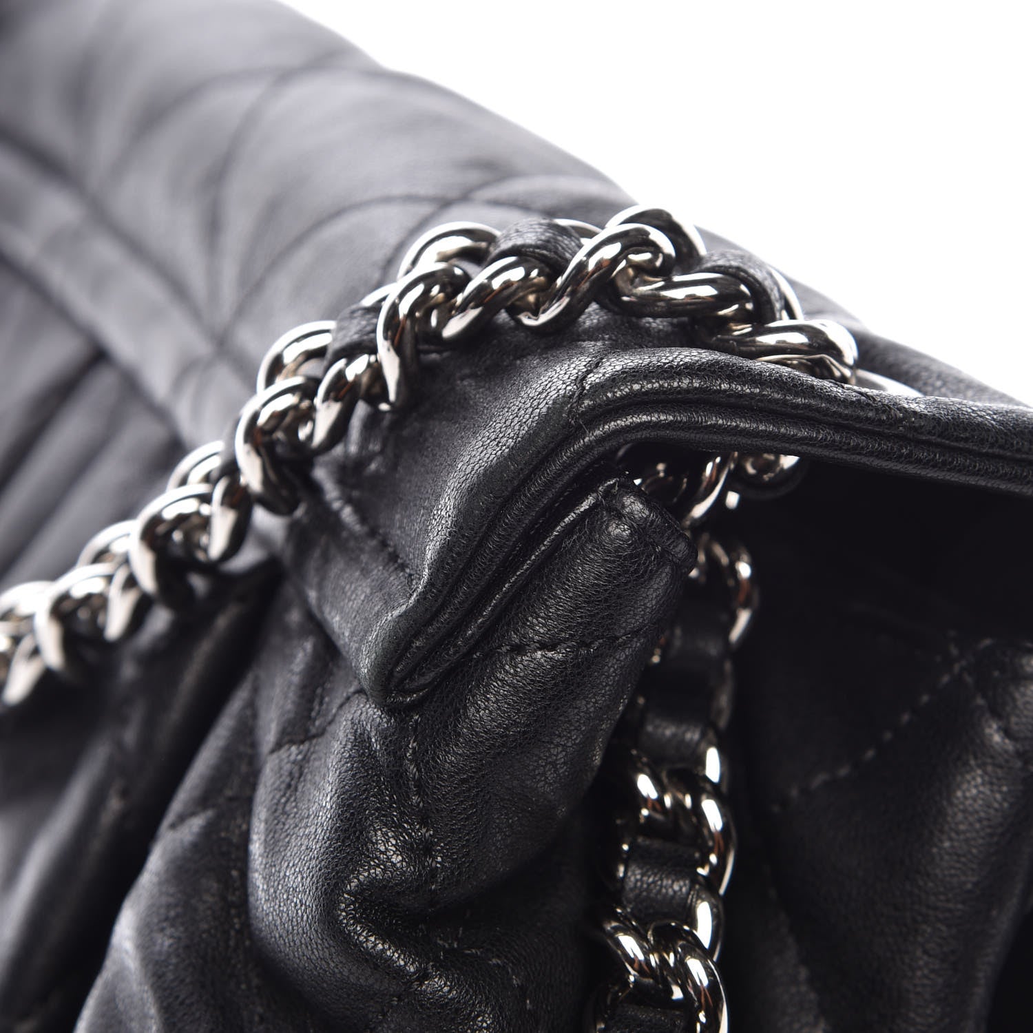 Chanel Washed Lambskin Quilted Medium Chain Around Messenger Black 10 of 14