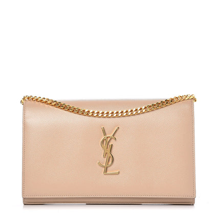 Saint Laurent Grain De Poudre Monogram Chain Wallet Dark Beige 1 of 7