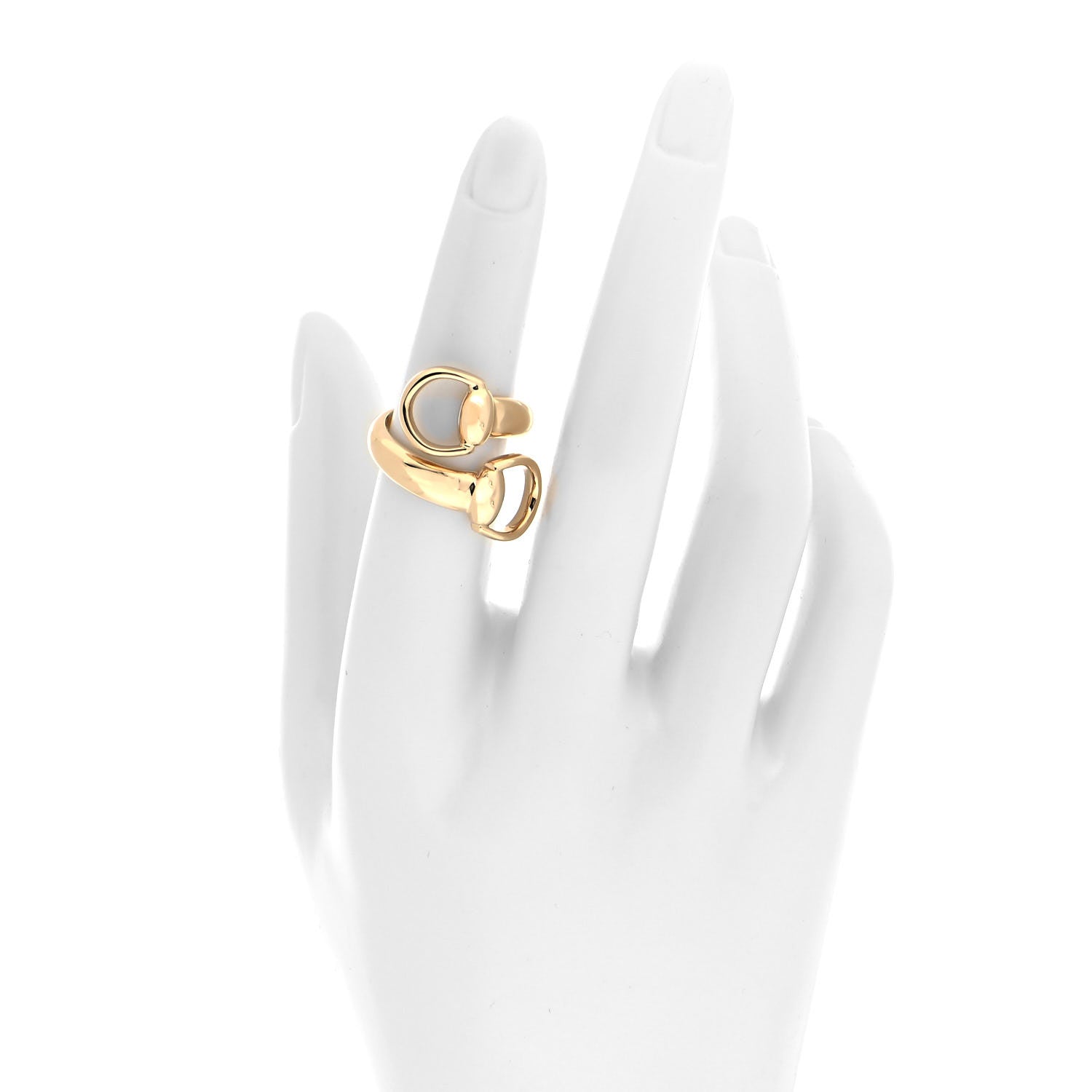 Gucci 18K Yellow Gold Horsebit Bypass Ring 52 6 2 of 5