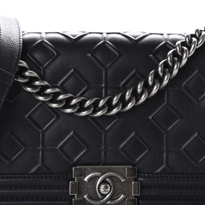 Chanel Calfskin Crystal Embossed Medium Boy Flap Black 10 of 11