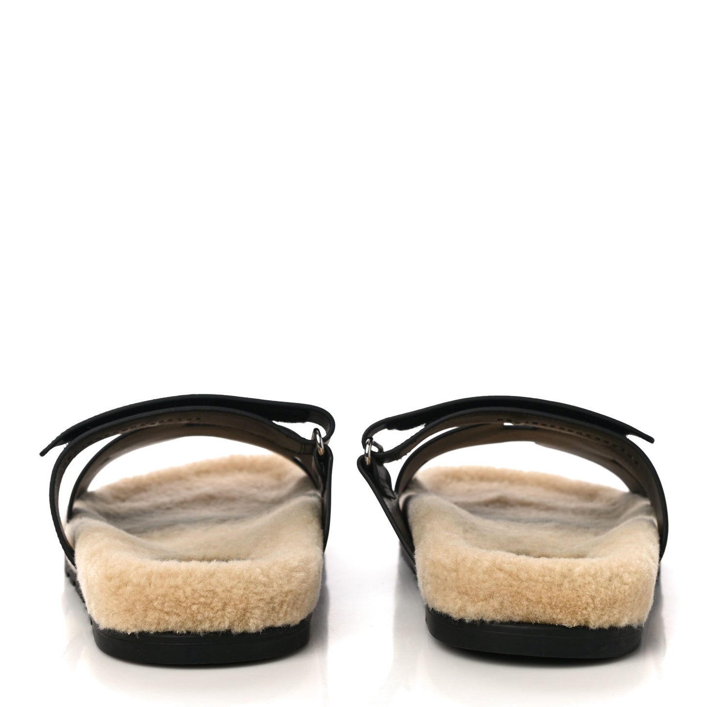Veau Indios Woolskin Mens Chypre Sandals 44 Black Ecru