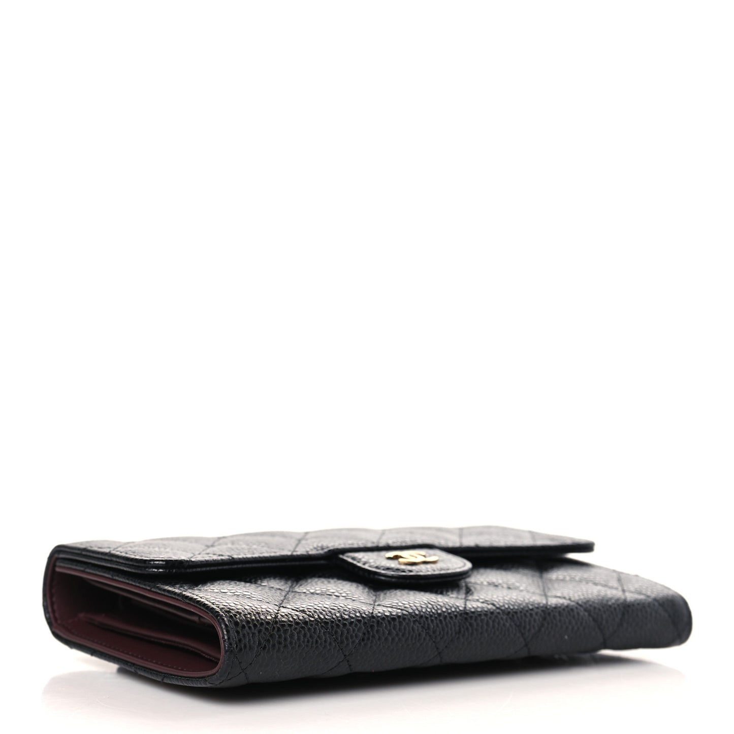 Caviar Quilted Large Flap Wallet Black