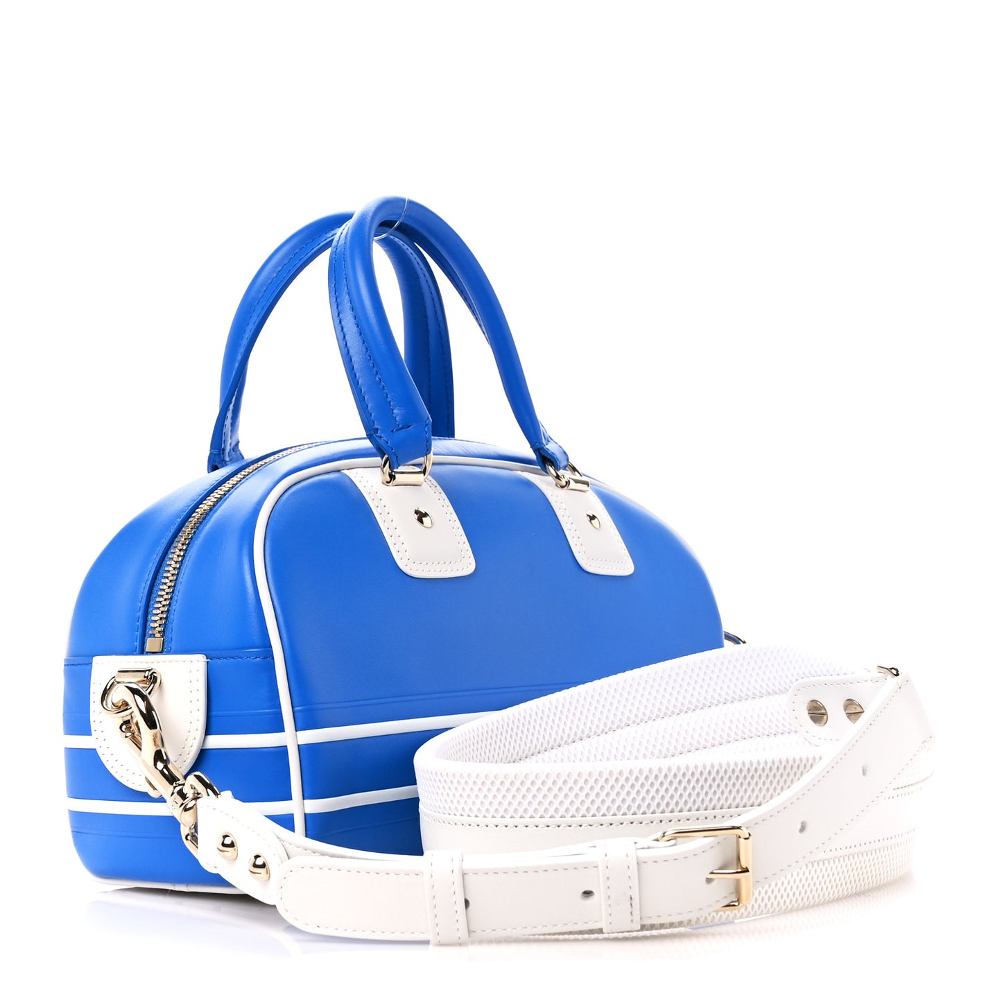 Calfskin Small Dior Vibe Zip Bowling Bag Blue