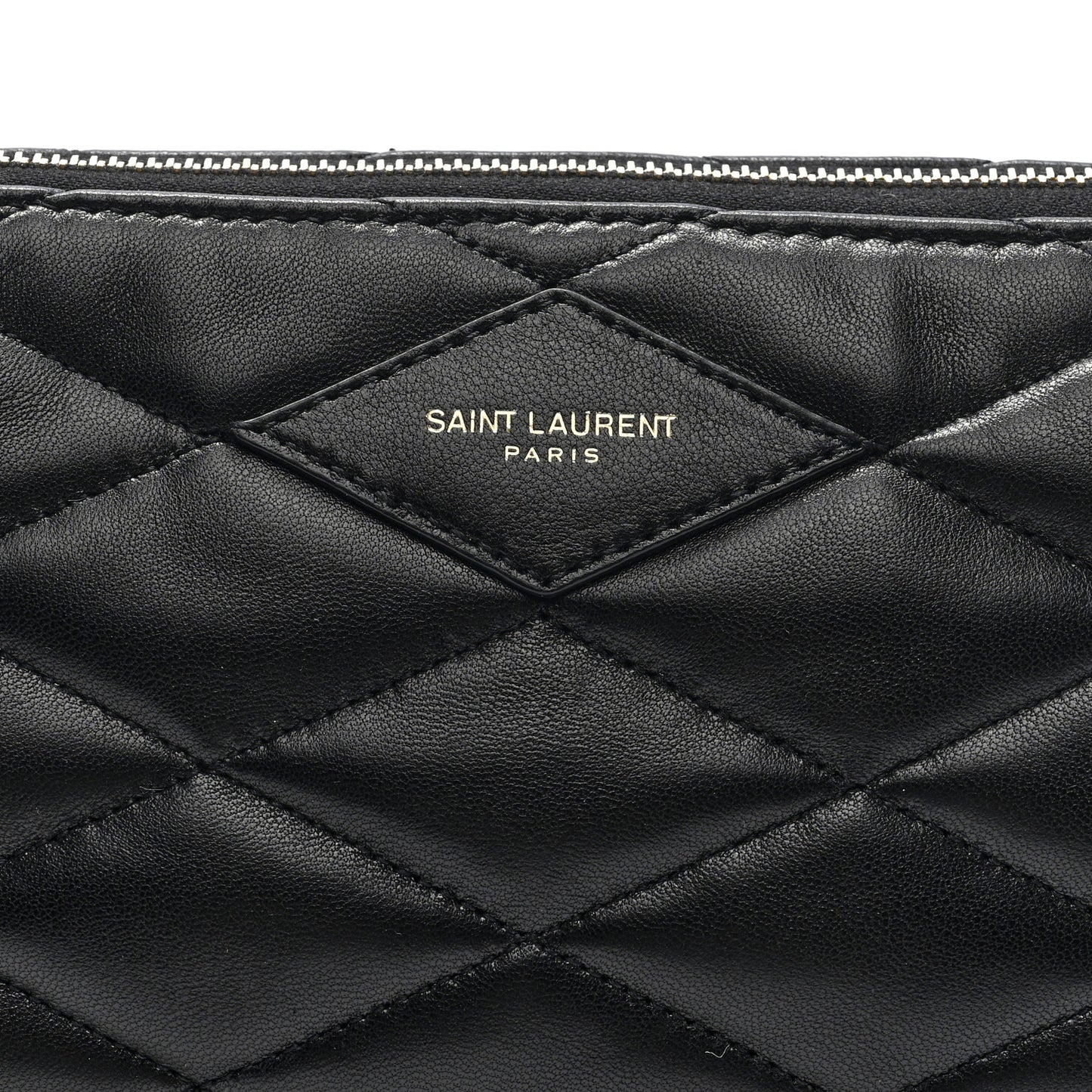 LAURENT Lambskin Quilted Gaby Zipped Shoulder Bag Black