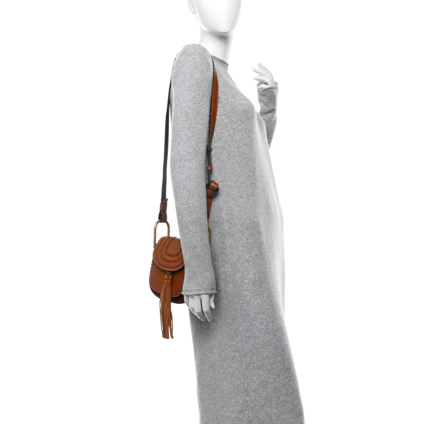Calfskin Braided Mini Hudson Shoulder Bag Caramel
