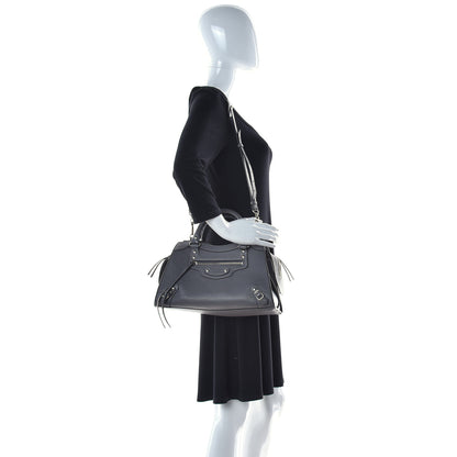 Balenciaga Grained Calfskin Neo Classic Silver Hardware S City Dark Grey 2 of 9