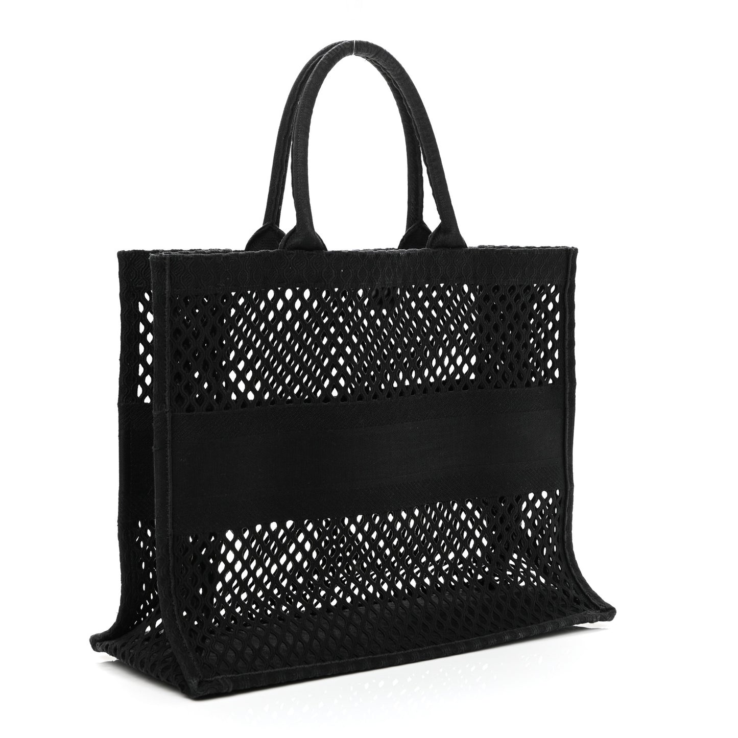 Mesh Embroidered Book Tote Black