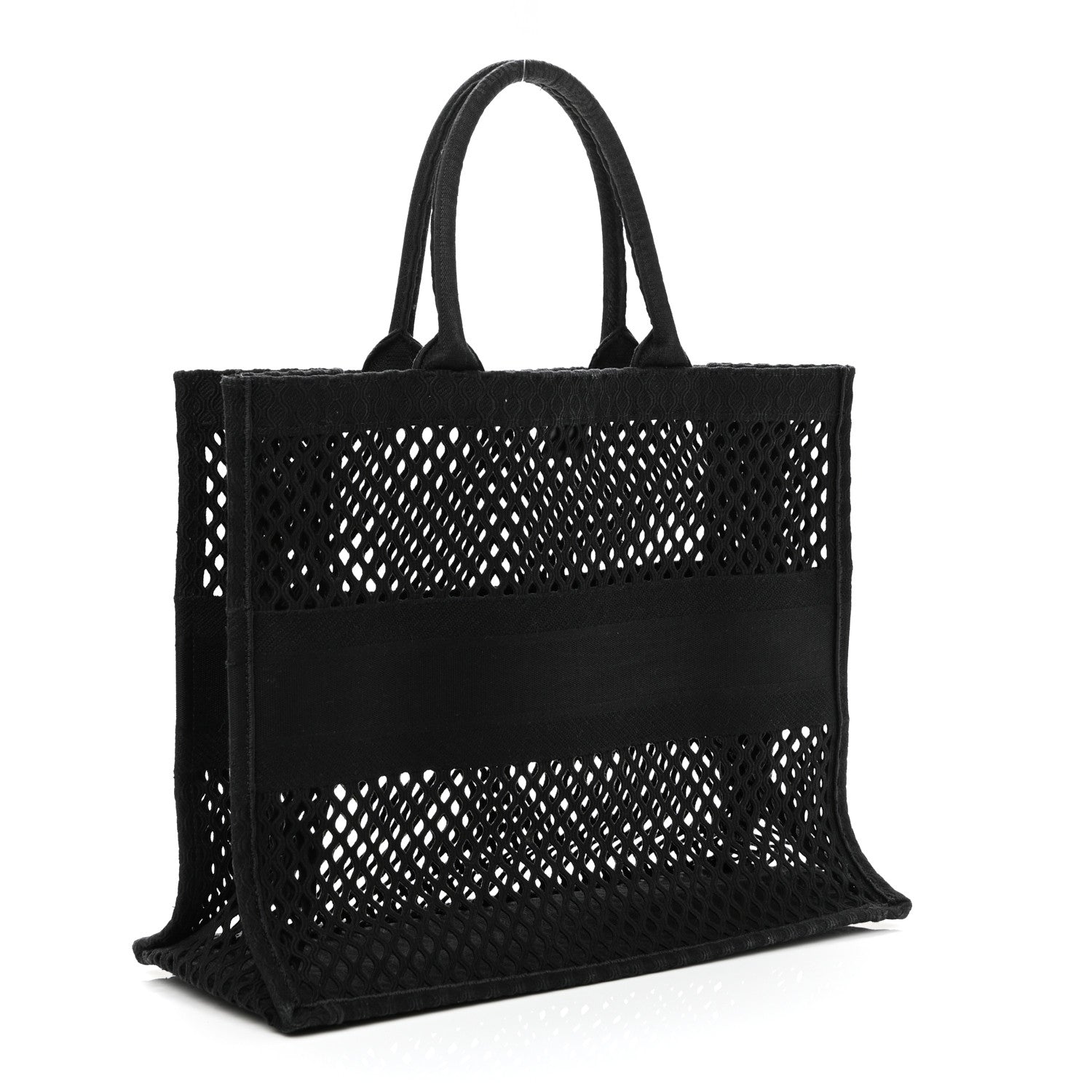 Christian Dior Mesh Embroidered Book Tote Black 3 of 11