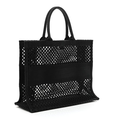 Christian Dior Mesh Embroidered Book Tote Black 3 of 11