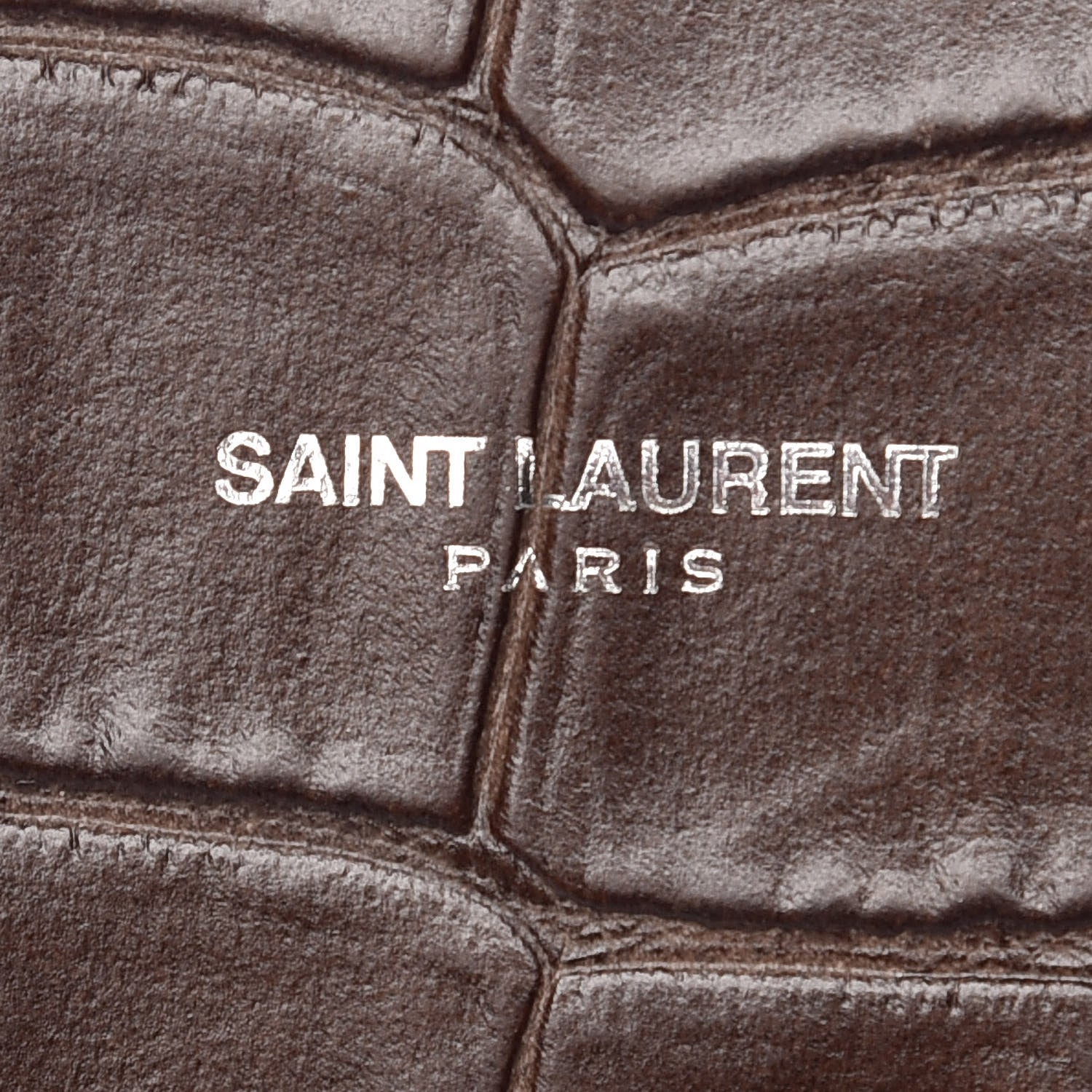 Saint Laurent Calfskin Crocodile Embossed Small Sac de Jour Brown 8 of 14