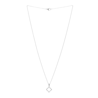 David Yurman 18K White Gold Diamond Quatrefoil Pendant Necklace 3 of 4