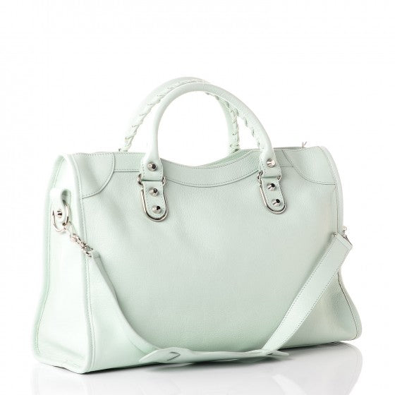 Chevre Silver Metallic Edge Hardware City Vert Anis