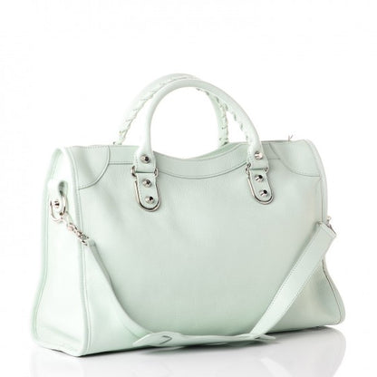 Balenciaga Chevre Silver Metallic Edge Hardware City Vert Anis 3 of 7