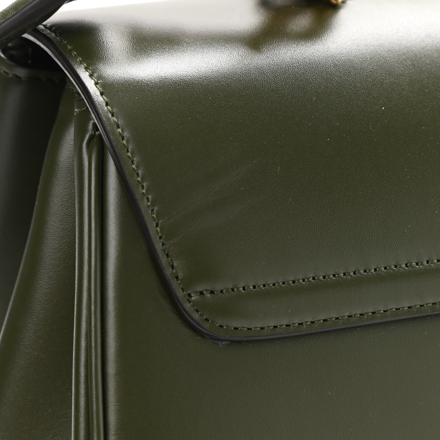 Satinated Calfskin Medium 16 Top Handle Bag Khaki