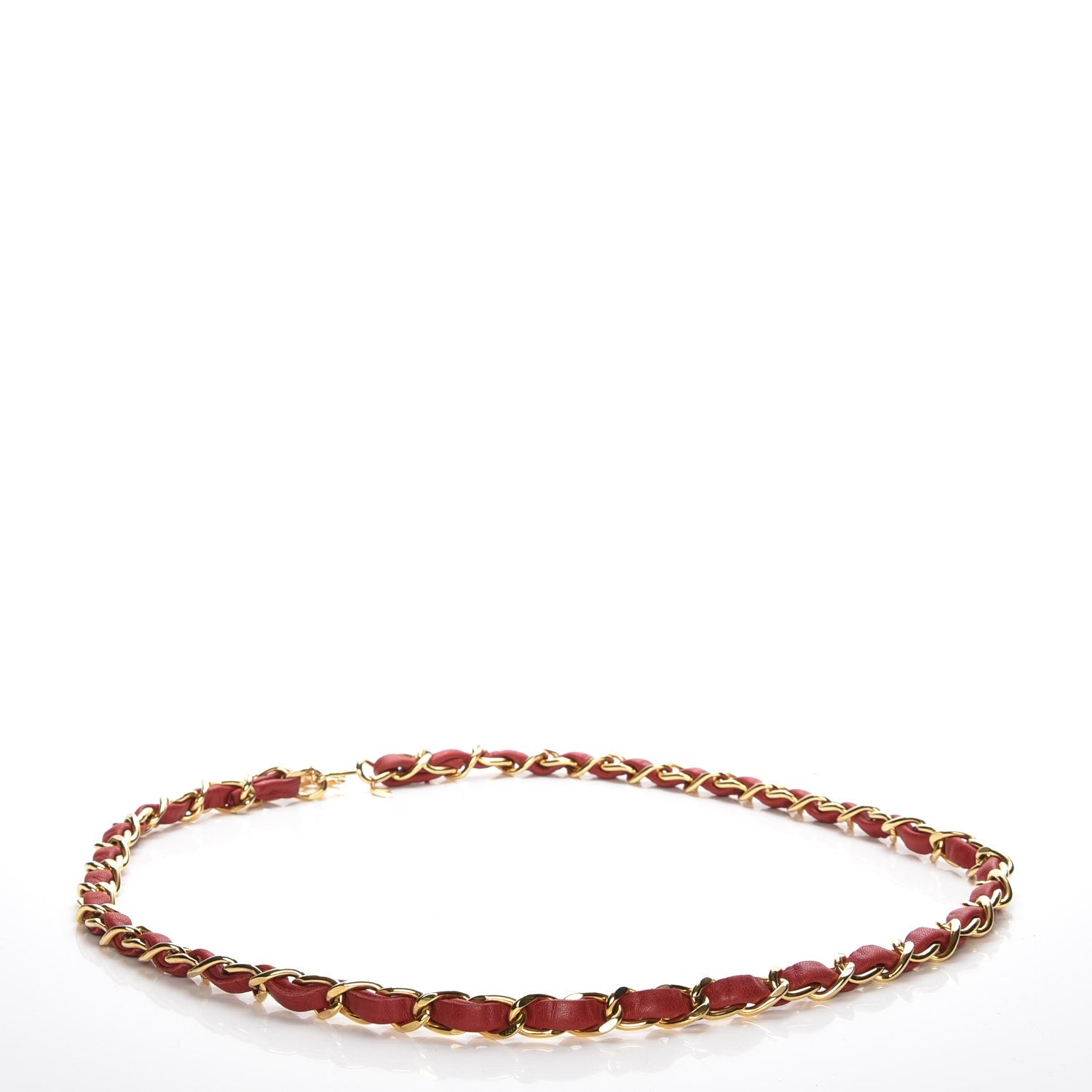 Chanel Lambskin CC Chain Belt Red Gold 3 of 7