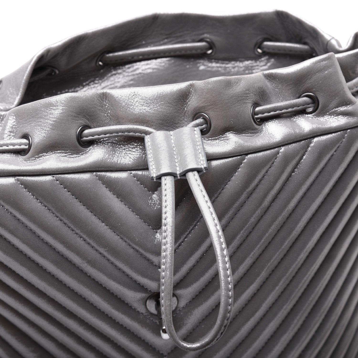Chanel Metallic Calfskin Chevron Quilted Small Urban Spirit Backpack Silver 15 of 31
