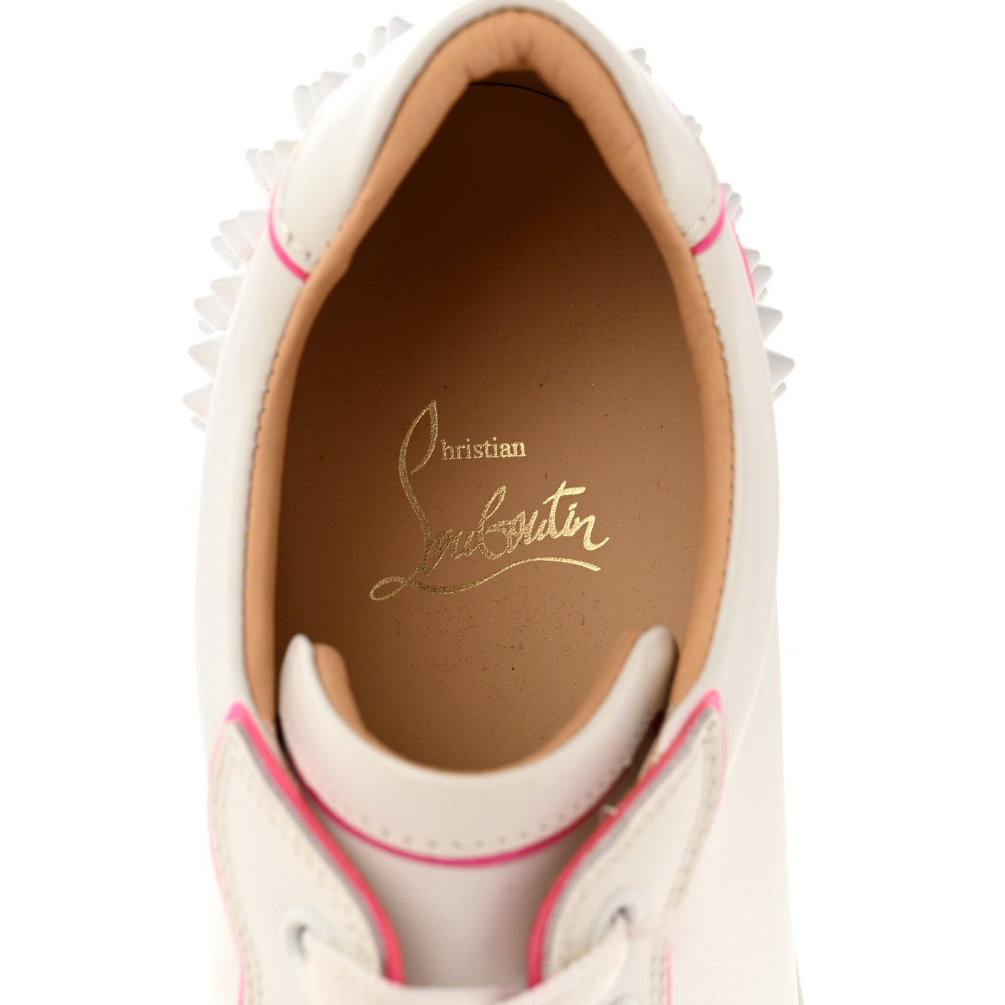 Calfskin Vieira Spikes Flat Sneakers 38 Bianco Rose