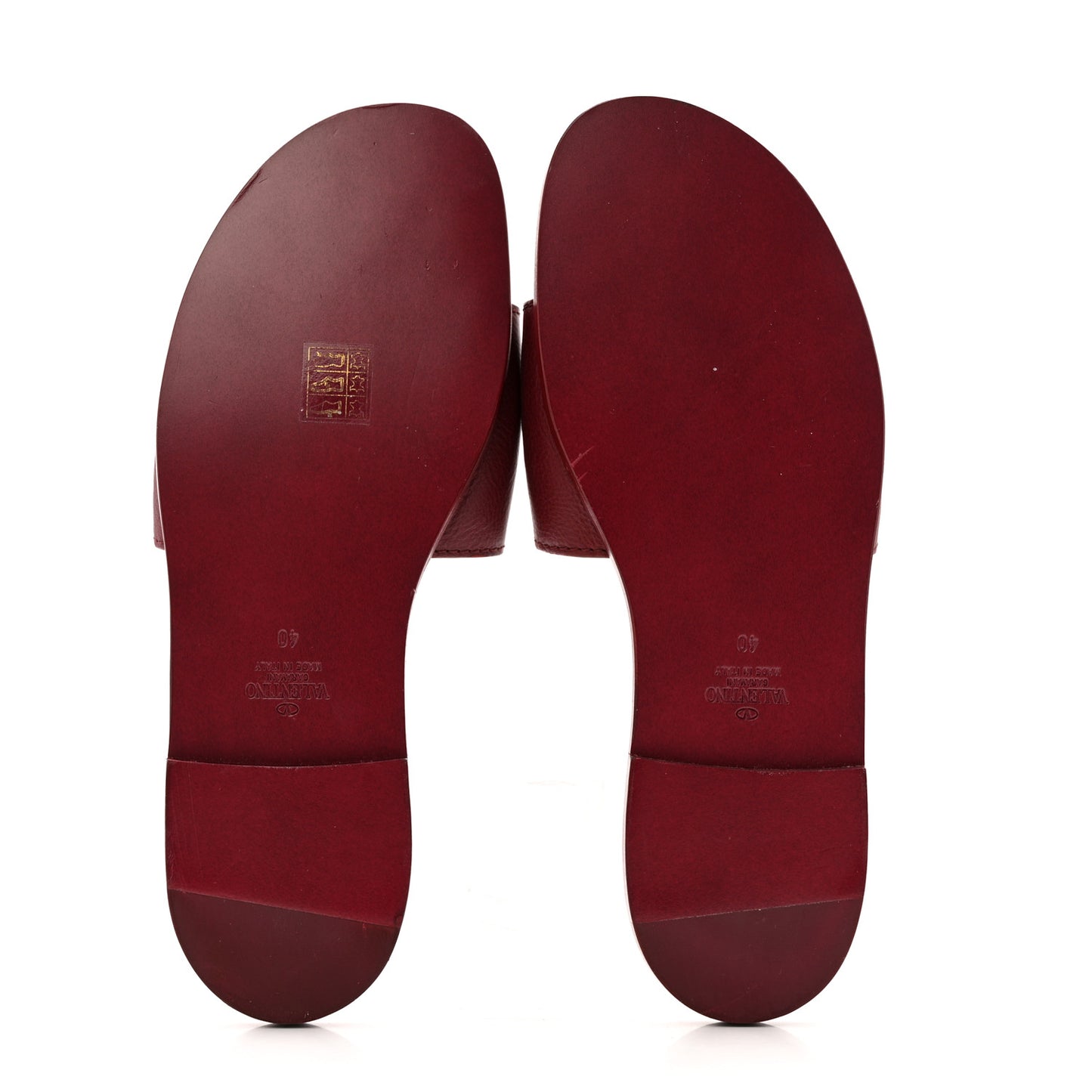 Grainy Cowhide Vlogo Flat Slide Sandals 40 Rubin