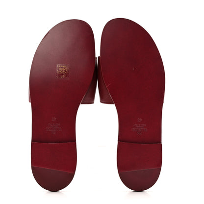 Valentino Garavani Grainy Cowhide Vlogo Flat Slide Sandals 40 Rubin 6 of 10
