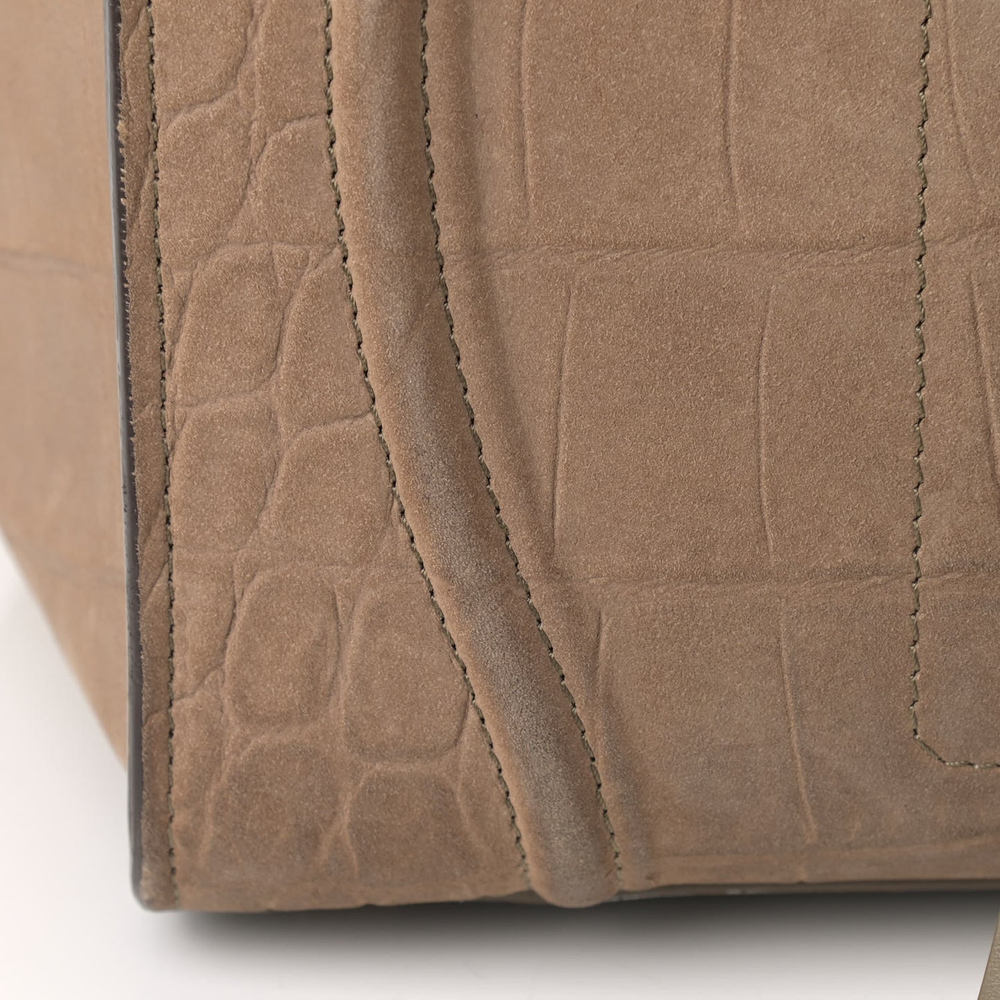 Crocodile Embossed Nubuck Medium Phantom Luggage Beige