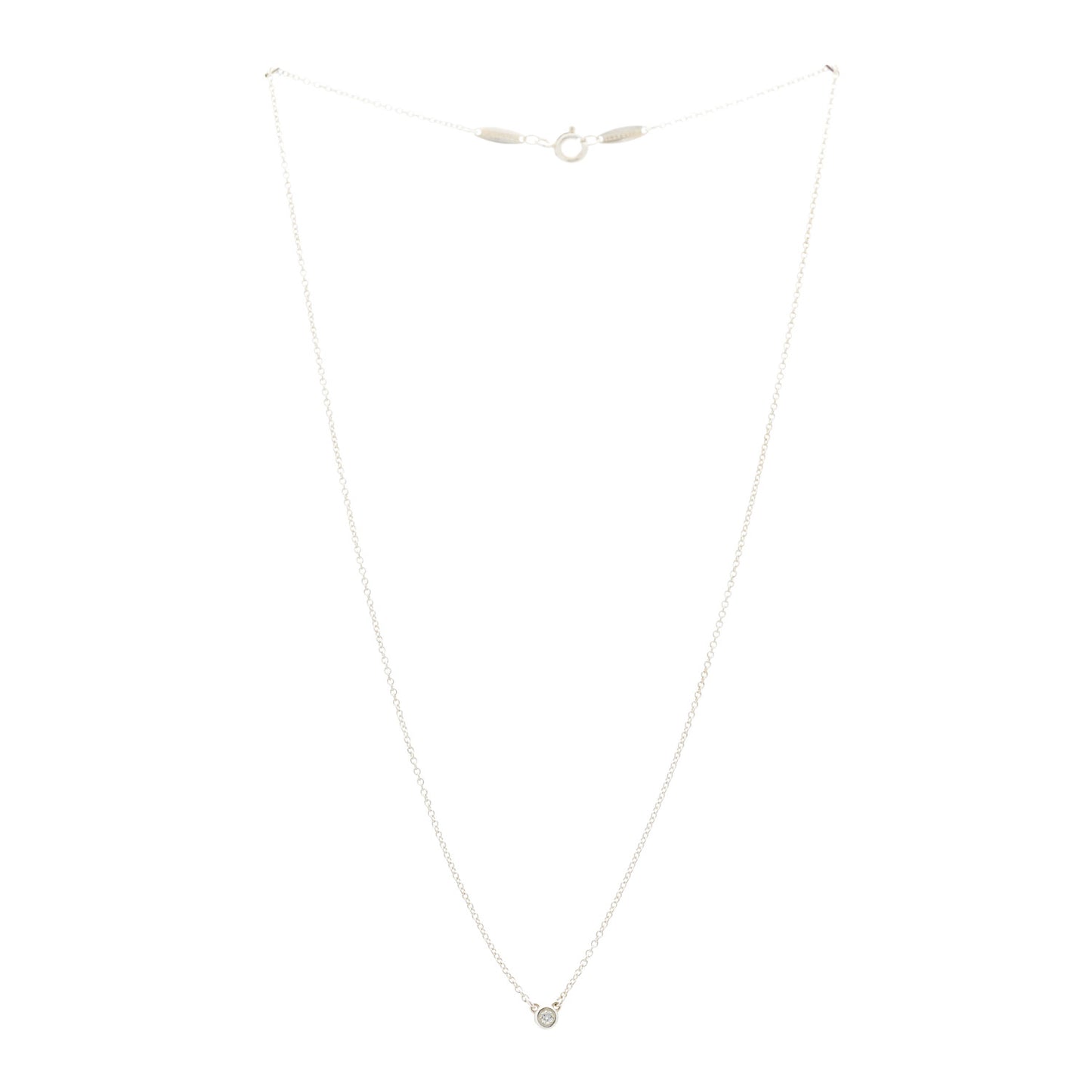 Sterling Silver Diamond .03ct Elsa Peretti Diamonds by the Yard Pendant Necklace