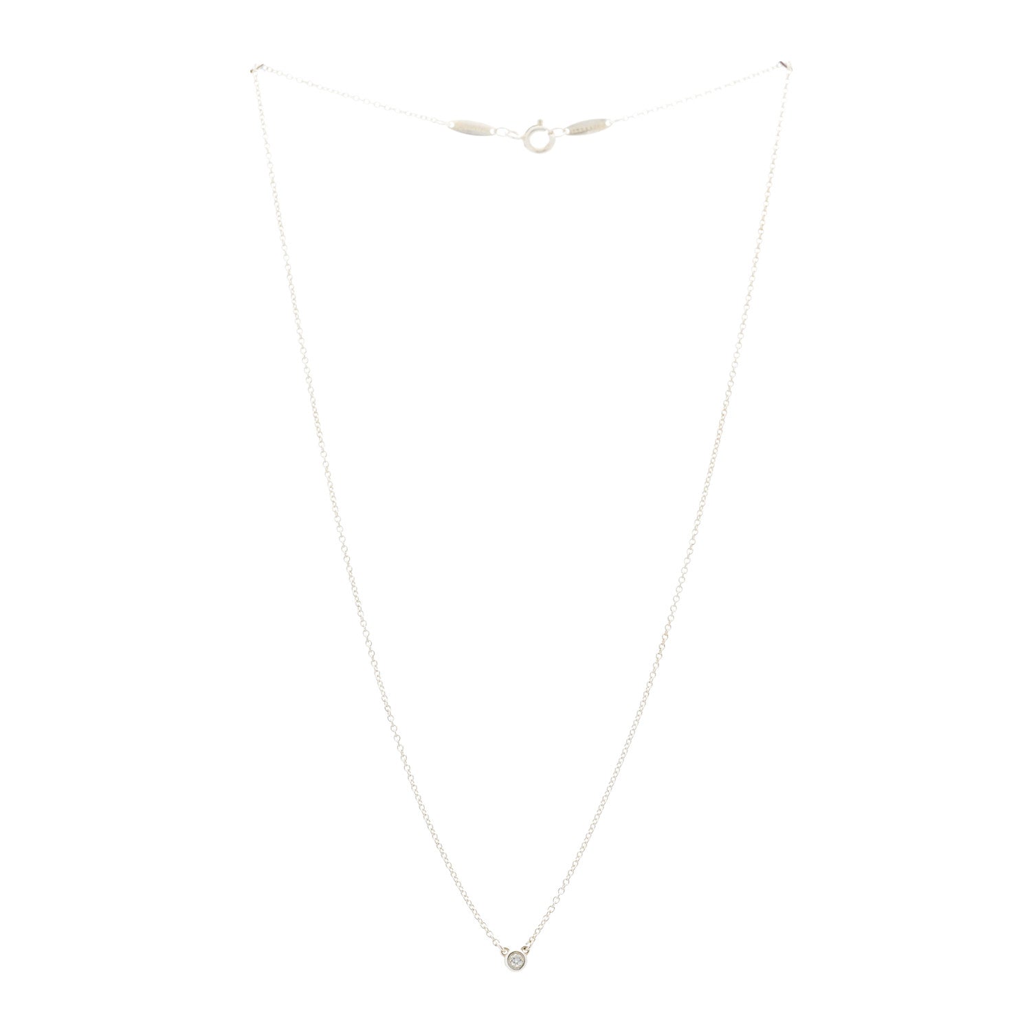 Tiffany Sterling Silver Diamond .03ct Elsa Peretti Diamonds by the Yard Pendant Necklace 3 of 8