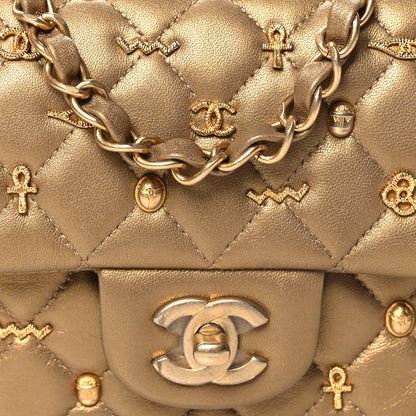 Chanel Metallic Lambskin Quilted Egyptian Amulet Mini Rectangular Flap  Gold 9 of 11
