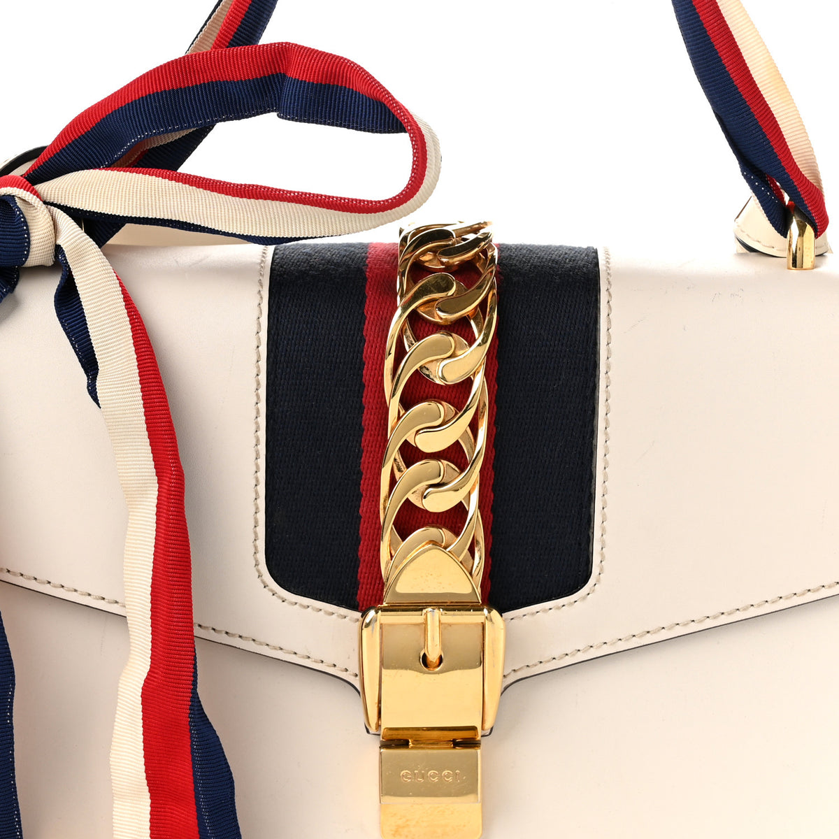 Gucci Calfskin Small Sylvie Shoulder Bag Off White 8 of 12