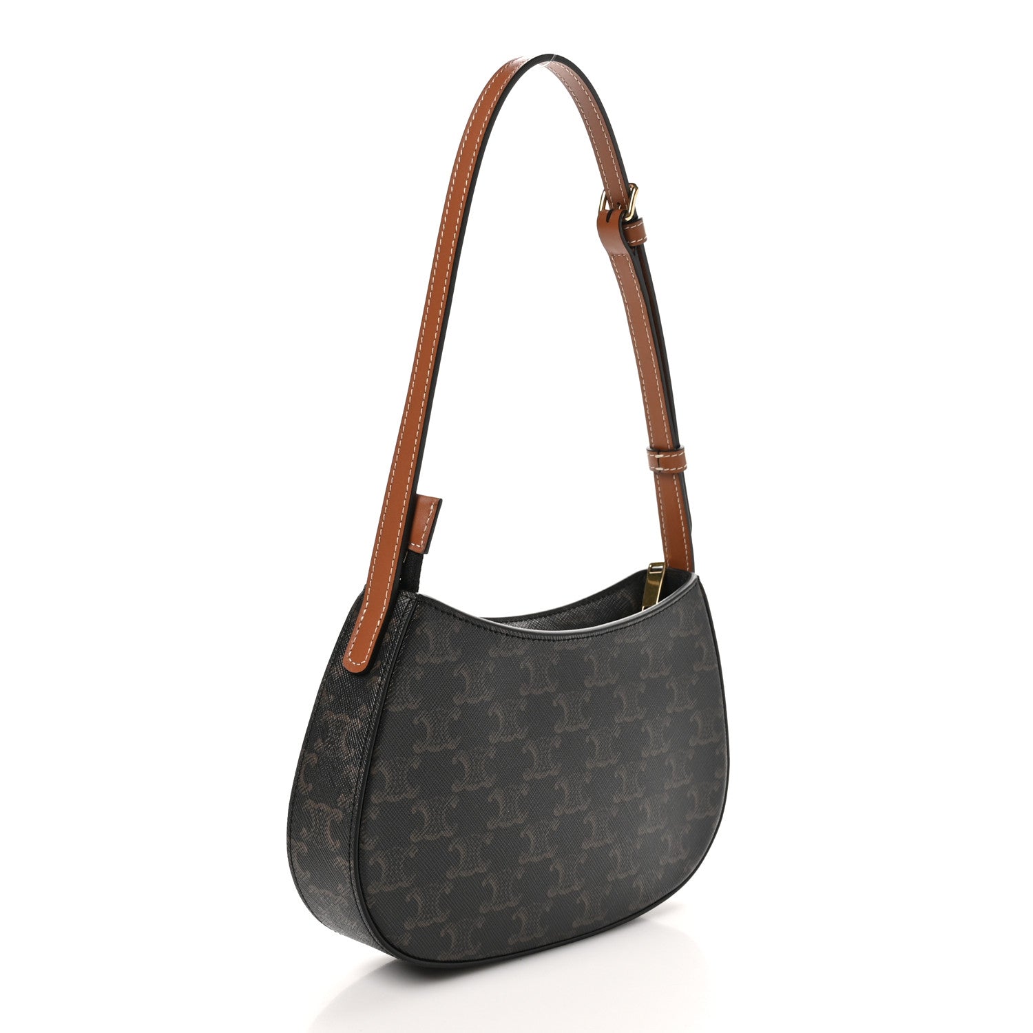 Celine Triomphe Canvas Calfskin Medium Tilly Triomphe Shoulder Bag Tan 3 of 9