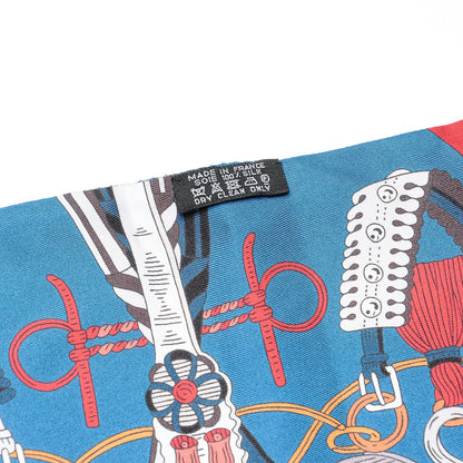 Hermes Silk Bouquets Selliers Maxi Twilly Rouge Bleu Black 3 of 7