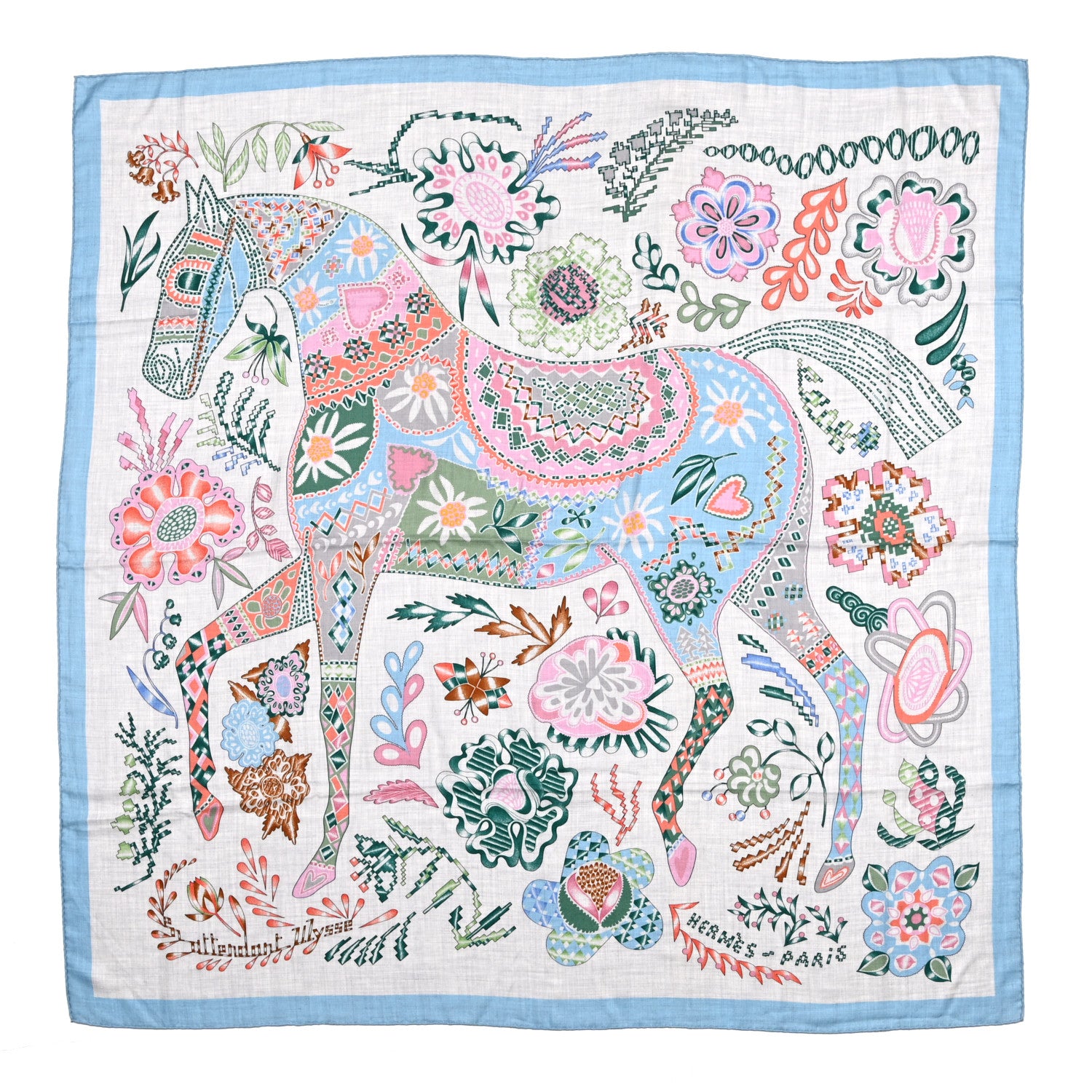 Hermes Cashmere Silk En Attendant Ulysse Shawl 140 1 of 7