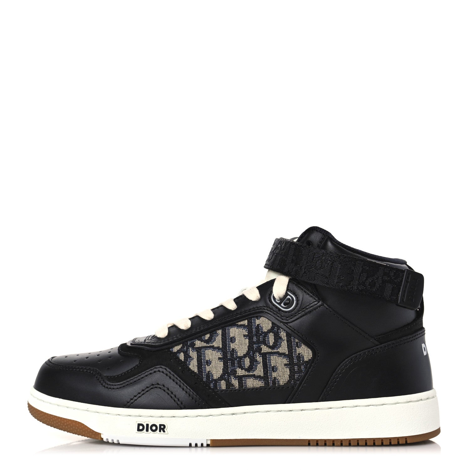 Christian Dior Smooth Calfskin Jacquard Oblique Mens B27 Mid Top Sneakers 41 Black Blue 1 of 9